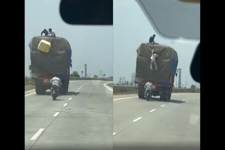 Watch Video: Thieves On Bajaj Pulsar Bike Steal Goods From A Moving Truck! 