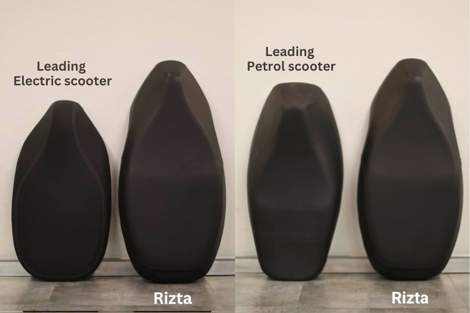 Ather Rizta's seat compared with two other leading scooters