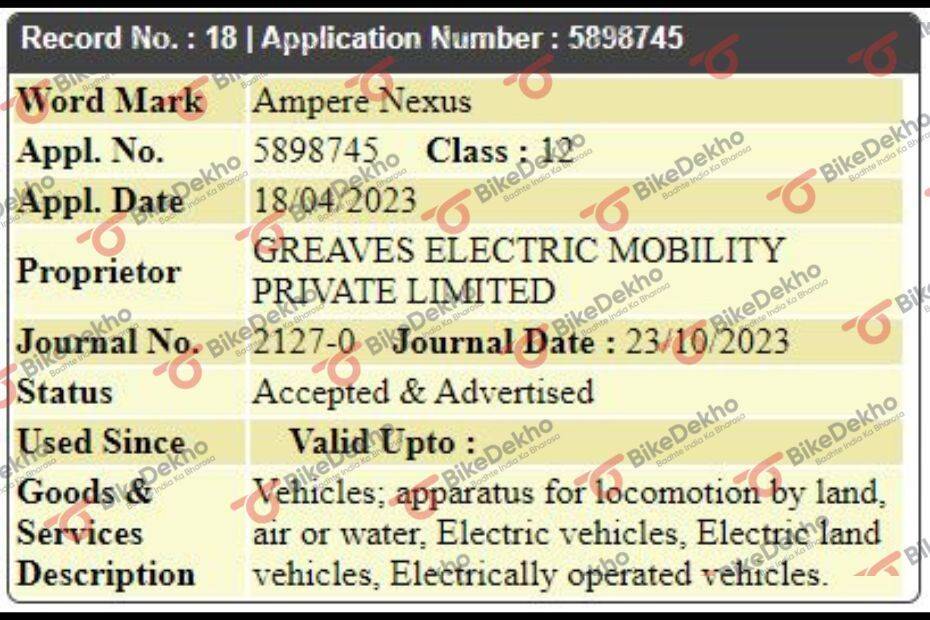 Exclusive Ampere Trademarks Nexus And Aspirus Names Bikedekho