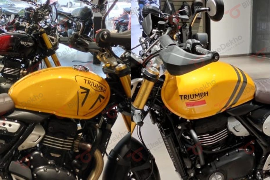 Custom Triumph Scrambler 400 in Yellow with new graphics