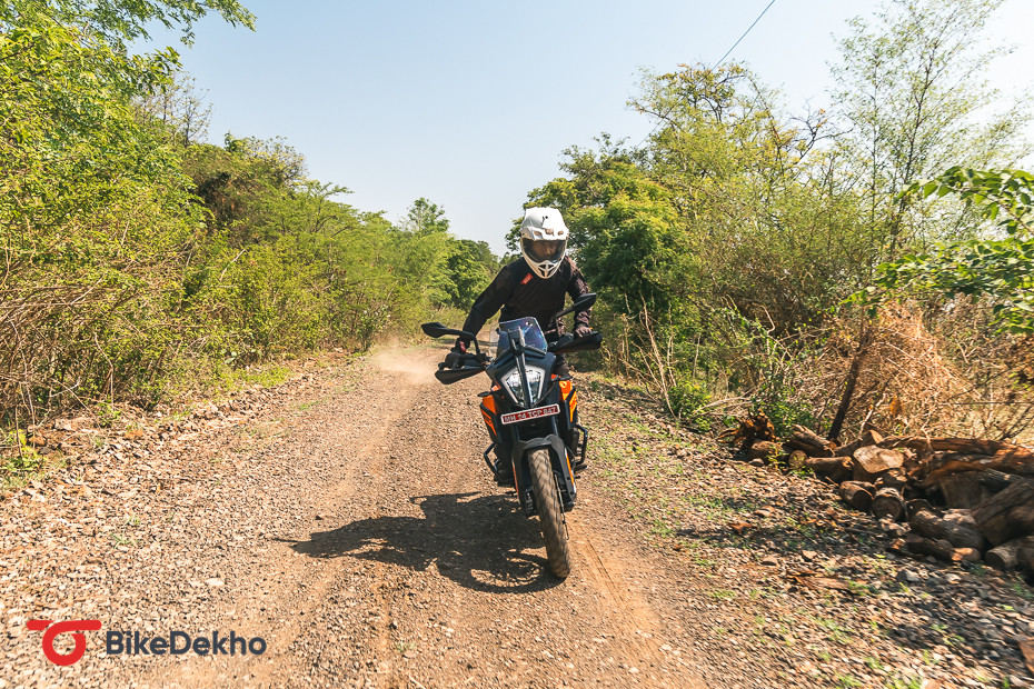 KTM 390 Adventure Riding Front Angle
