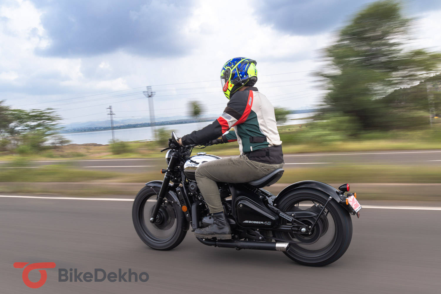 Jawa 42 Bobber Riding Rear Three Fourth