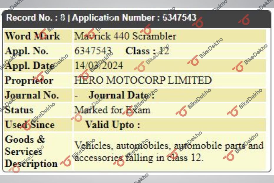 Hero Mavrick 440 Scrambler Trademark, Launch Date and Price Hero Mavrick 440 Scrambler Trademark Filed