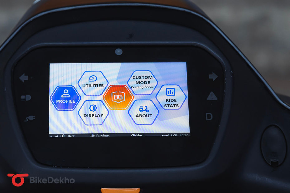 BGauss RUV 350 Features Display on the RUV