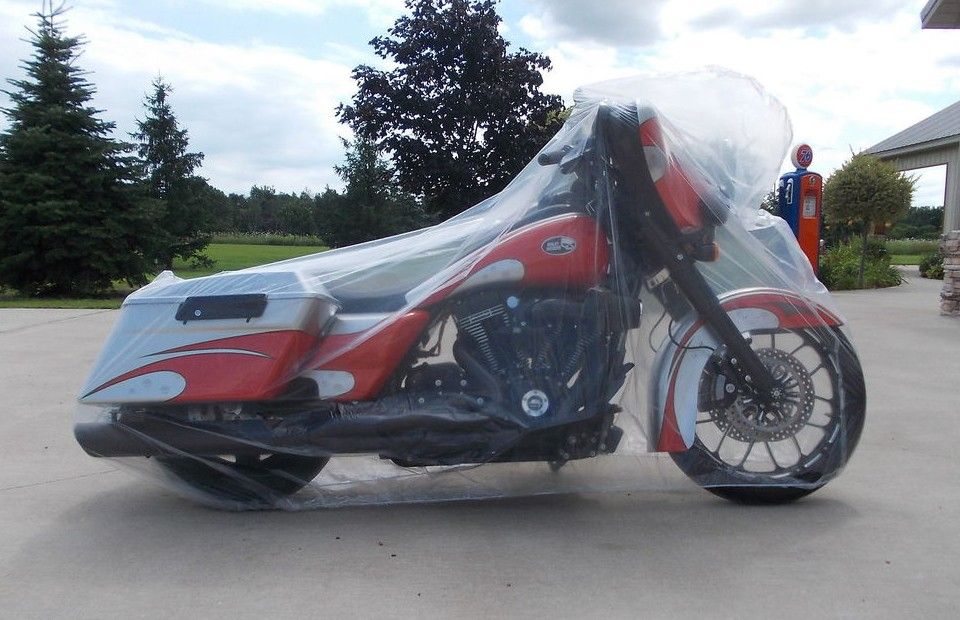 Motorcycle protected from rain