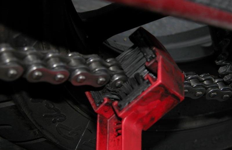 Motorcycle chain cleaning